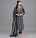 Midnight Indigo Printed Suit Set - Grua women's ethnic wear