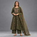 Moss Green Floral Anarkali Set - Grua women's ethnic wear