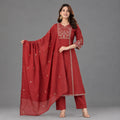 Crimson Printed Anarkali Suit Set - Grua women's ethnic wear