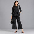 Black Textured Peplum Pant Set - Grua women's ethnic wear