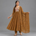 Mustard Bloom Anarkali Suit Set - Grua women's ethnic wear