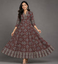 Maroon Printed Flare Dress - Grua women's ethnic wear