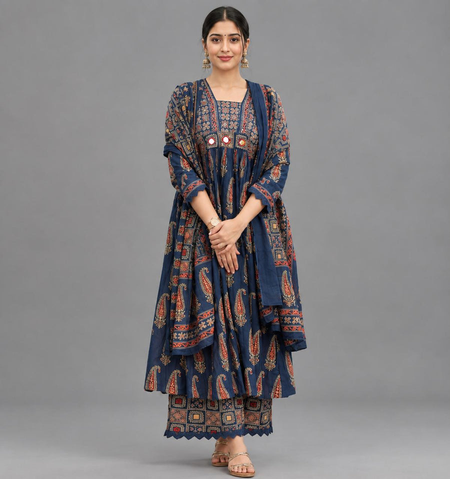 Midnight Mosaic Kurta Pant Set - Grua women's ethnic wear