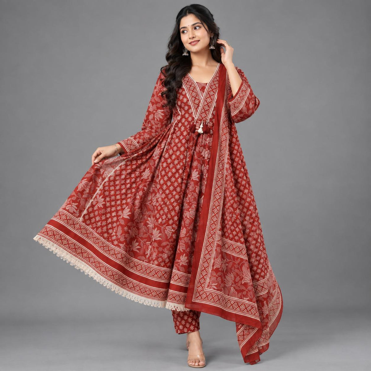 Ruby Floral Anarkali Set - Grua women's ethnic wear