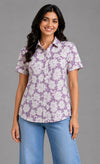 Lavender Floral Printed Short Kurti